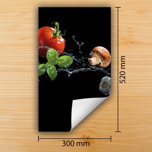 Mata ochronna na kuchenkę indukcyjną 30x52 cm - Mata antypoślizgowa na blat - Płyta ochronna zwijana - Dekoracja do kuchni - Więcej miejsca - Warzywa czarna