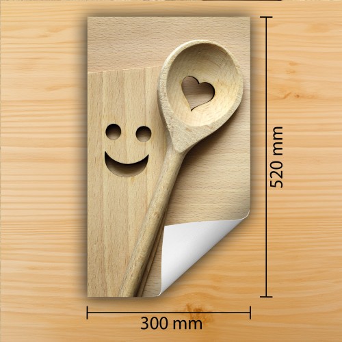 Mata ochronna na kuchenkę indukcyjną 30x52 cm - Mata antypoślizgowa na blat - Płyta ochronna zwijana - Dekoracja do kuchni - Więcej miejsca - Drewno łyżka