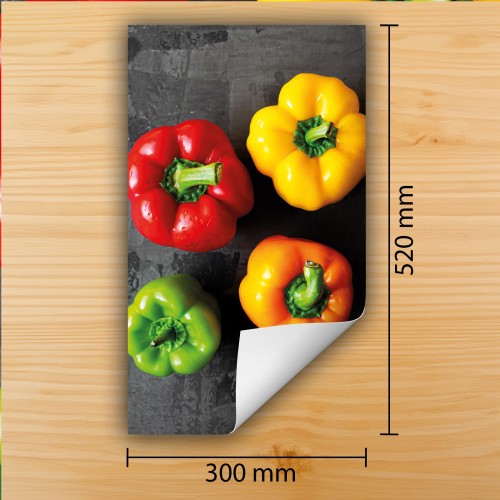 Mata ochronna na kuchenkę indukcyjną 30x52 cm - Mata antypoślizgowa na blat - Płyta ochronna zwijana - Dekoracja do kuchni - Więcej miejsca - Papryka kolorowa
