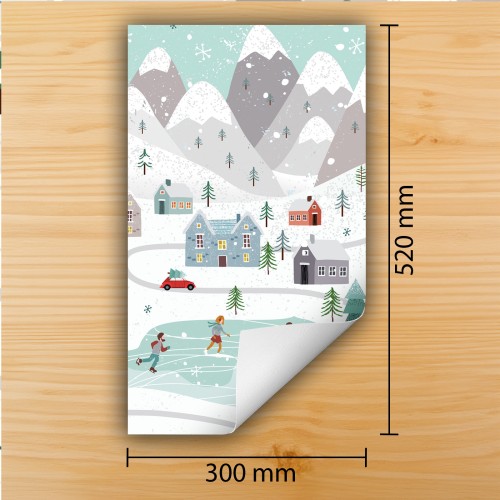 Mata ochronna na kuchenkę indukcyjną 30x52 cm - Mata antypoślizgowa na blat - Płyta ochronna zwijana - Dekoracja do kuchni - Więcej miejsca - Zima śnieg