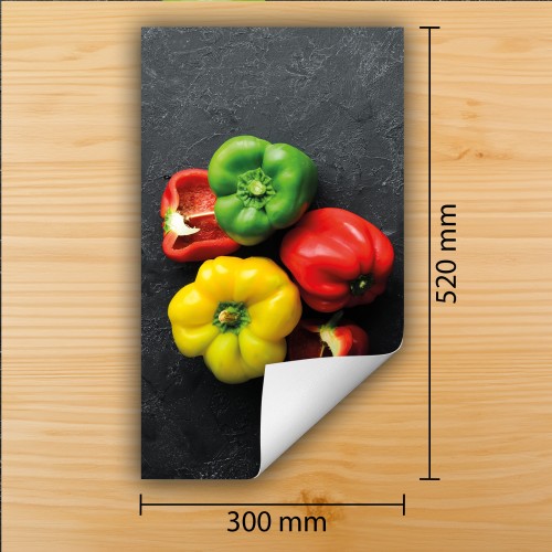 Mata ochronna na kuchenkę indukcyjną 30x52 cm - Mata antypoślizgowa na blat - Płyta ochronna zwijana - Dekoracja do kuchni - Więcej miejsca - Papryka Kolorowa