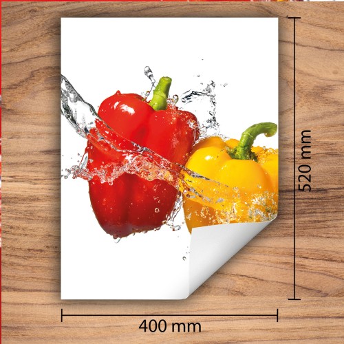 Mata ochronna na kuchenkę indukcyjną 40x52 cm - Mata antypoślizgowa na blat - Płyta ochronna zwijana - Dekoracja do kuchni - Więcej miejsca - Papryka Biała