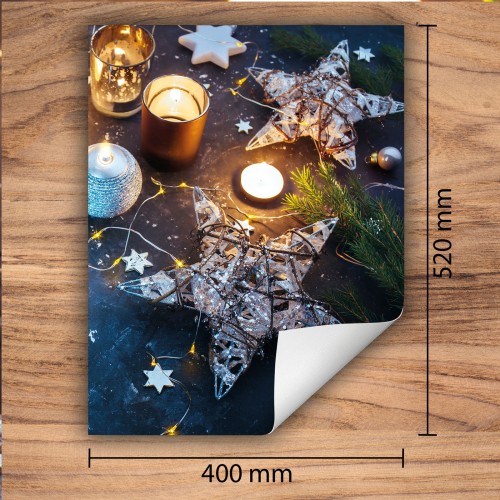 Mata ochronna na kuchenkę indukcyjną 40x52 cm - Mata antypoślizgowa na blat - Płyta ochronna zwijana - Dekoracja do kuchni - Więcej miejsca - Niebieski Święta