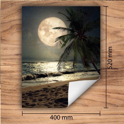 Mata ochronna na kuchenkę indukcyjną 40x52 cm - Mata antypoślizgowa na blat - Płyta ochronna zwijana - Dekoracja do kuchni - Więcej miejsca - Plaża Księżyc