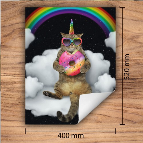 Mata ochronna na kuchenkę indukcyjną 40x52 cm - Mata antypoślizgowa na blat - Płyta ochronna zwijana - Dekoracja do kuchni - Więcej miejsca - Tęcza kot