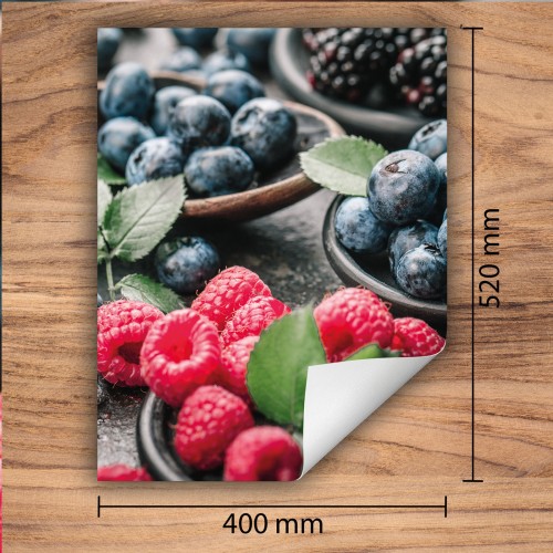 Mata ochronna na kuchenkę indukcyjną 40x52 cm - Mata antypoślizgowa na blat - Płyta ochronna zwijana - Dekoracja do kuchni - Więcej miejsca - Maliny Owoce