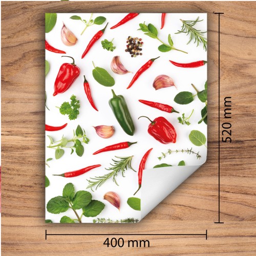 Mata ochronna na kuchenkę indukcyjną 40x52 cm - Mata antypoślizgowa na blat - Płyta ochronna zwijana - Dekoracja do kuchni - Więcej miejsca - Chilli warzywa