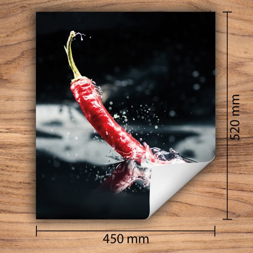 Mata ochronna na kuchenkę indukcyjną 45x52 cm - Mata antypoślizgowa na blat - Płyta ochronna zwijana - Dekoracja do kuchni - Więcej miejsca - Chilli Czarny