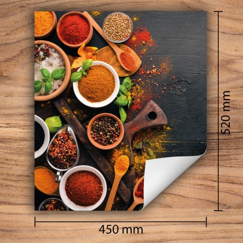 Mata ochronna na kuchenkę indukcyjną 45x52 cm - Mata antypoślizgowa na blat - Płyta ochronna zwijana - Dekoracja do kuchni - Więcej miejsca - Kolorowa przyprawy