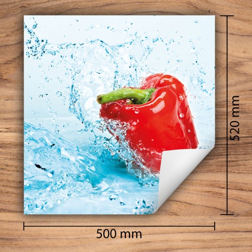 Mata ochronna na kuchenkę indukcyjną 50x52 cm - Mata antypoślizgowa na blat - Płyta ochronna zwijana - Dekoracja do kuchni - Więcej miejsca - Czerwona papryka