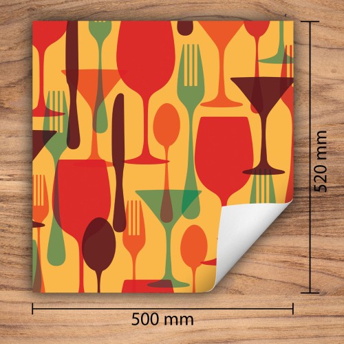 Mata ochronna na kuchenkę indukcyjną 50x52 cm - Mata antypoślizgowa na blat - Płyta ochronna zwijana - Dekoracja do kuchni - Więcej miejsca - Kolorowa sztućce