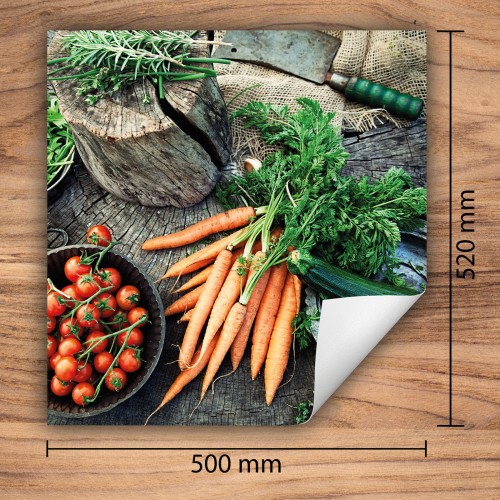 Mata ochronna na kuchenkę indukcyjną 50x52 cm - Mata antypoślizgowa na blat - Płyta ochronna zwijana - Dekoracja do kuchni - Więcej miejsca - Kolorowa Warzywa