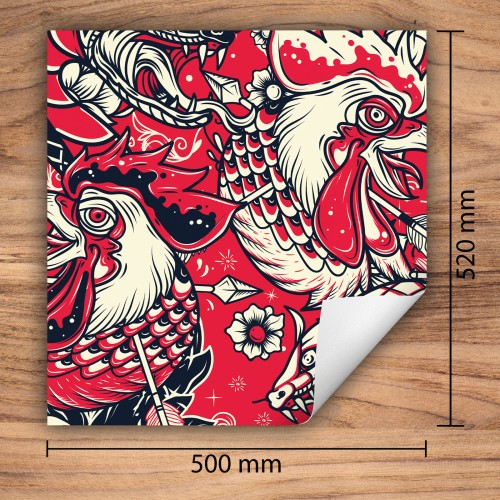 Mata ochronna na kuchenkę indukcyjną 50x52 cm - Mata antypoślizgowa na blat - Płyta ochronna zwijana - Dekoracja do kuchni - Więcej miejsca - Czerwona zwierzęta