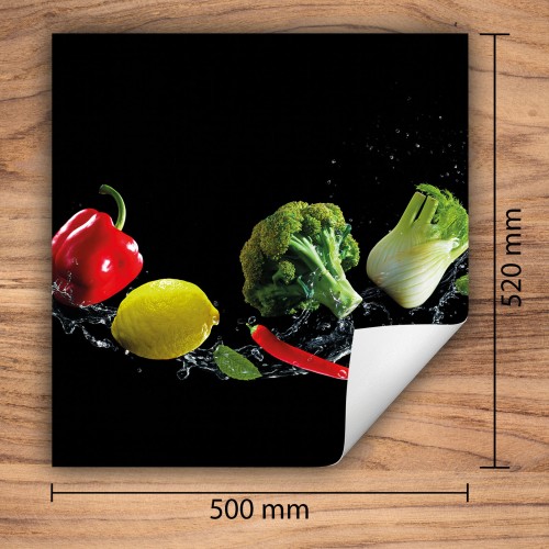 Mata ochronna na kuchenkę indukcyjną 50x52 cm - Mata antypoślizgowa na blat - Płyta ochronna zwijana - Dekoracja do kuchni - Więcej miejsca - Czarna warzywa
