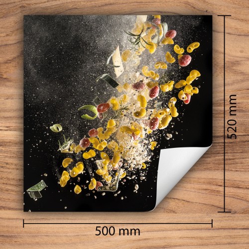 Mata ochronna na kuchenkę indukcyjną 50x52 cm - Mata antypoślizgowa na blat - Płyta ochronna zwijana - Dekoracja do kuchni - Więcej miejsca - Żywność czarna
