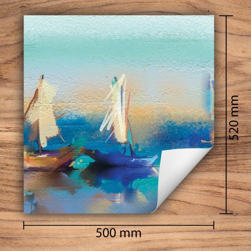 Mata ochronna na kuchenkę indukcyjną 50x52 cm - Mata antypoślizgowa na blat - Płyta ochronna zwijana - Dekoracja do kuchni - Więcej miejsca - Niebieska Łodzie