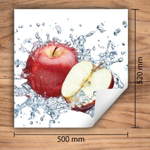 Mata ochronna na kuchenkę indukcyjną 50x52 cm - Mata antypoślizgowa na blat - Płyta ochronna zwijana - Dekoracja do kuchni - Więcej miejsca - Jabłka Czerwony