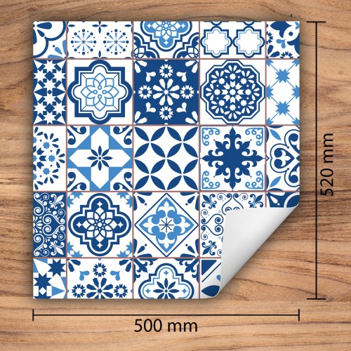 Mata ochronna na kuchenkę indukcyjną 50x52 cm - Mata antypoślizgowa na blat - Płyta ochronna zwijana - Dekoracja do kuchni - Więcej miejsca - Niebieska mozaika
