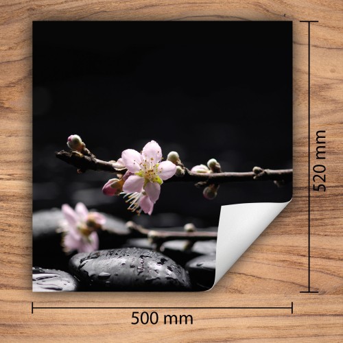 Mata ochronna na kuchenkę indukcyjną 50x52 cm - Mata antypoślizgowa na blat - Płyta ochronna zwijana - Dekoracja do kuchni - Więcej miejsca - Kwiat Czarna