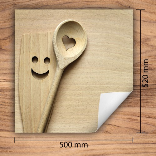 Mata ochronna na kuchenkę indukcyjną 50x52 cm - Mata antypoślizgowa na blat - Płyta ochronna zwijana - Dekoracja do kuchni - Więcej miejsca - Drewno łyżka
