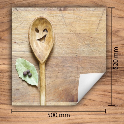 Mata ochronna na kuchenkę indukcyjną 50x52 cm - Mata antypoślizgowa na blat - Płyta ochronna zwijana - Dekoracja do kuchni - Więcej miejsca - Drewno łyżka
