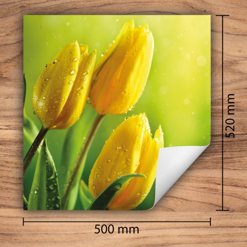 Mata ochronna na kuchenkę indukcyjną 50x52 cm - Mata antypoślizgowa na blat - Płyta ochronna zwijana - Dekoracja do kuchni - Więcej miejsca - Tulipany Żółta