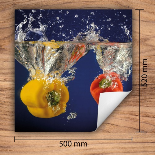 Mata ochronna na kuchenkę indukcyjną 50x52 cm - Mata antypoślizgowa na blat - Płyta ochronna zwijana - Dekoracja do kuchni - Więcej miejsca - Kolorowa papryka