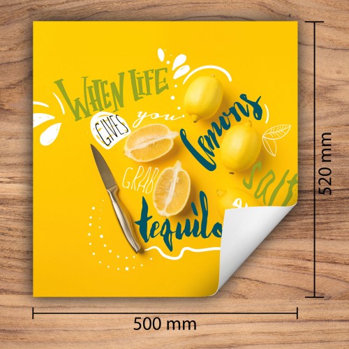Mata ochronna na kuchenkę indukcyjną 50x52 cm - Mata antypoślizgowa na blat - Płyta ochronna zwijana - Dekoracja do kuchni - Więcej miejsca - Żółta cytryna