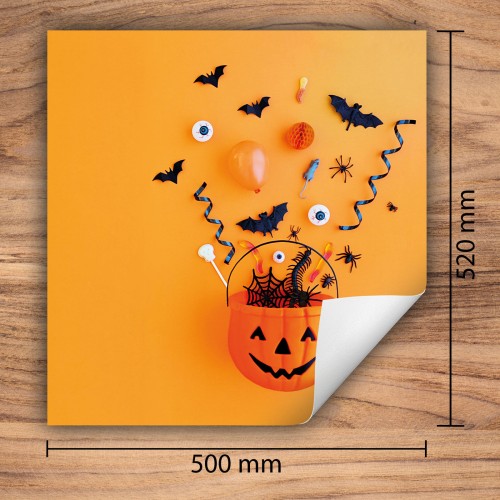 Mata ochronna na kuchenkę indukcyjną 50x52 cm - Mata antypoślizgowa na blat - Płyta ochronna zwijana - Dekoracja do kuchni - Więcej miejsca - Pomarańcz Halloween