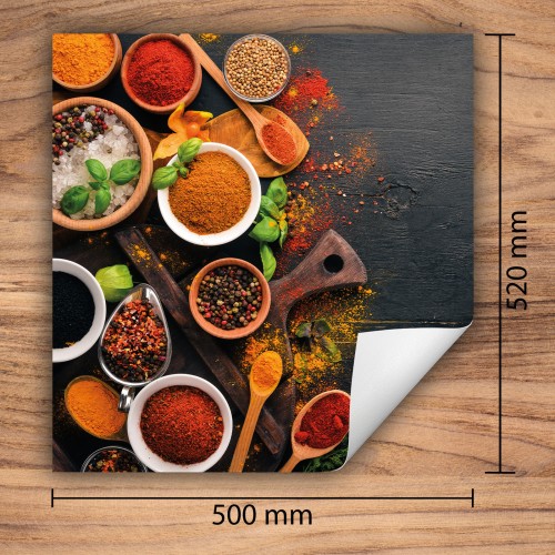 Mata ochronna na kuchenkę indukcyjną 50x52 cm - Mata antypoślizgowa na blat - Płyta ochronna zwijana - Dekoracja do kuchni - Więcej miejsca - Kolorowa przyprawy