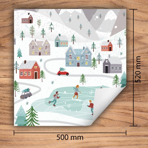 Mata ochronna na kuchenkę indukcyjną 50x52 cm - Mata antypoślizgowa na blat - Płyta ochronna zwijana - Dekoracja do kuchni - Więcej miejsca - Zima śnieg