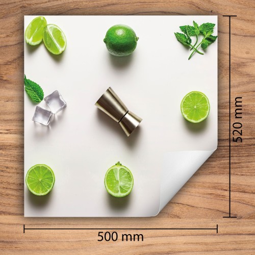 Mata ochronna na kuchenkę indukcyjną 50x52 cm - Mata antypoślizgowa na blat - Płyta ochronna zwijana - Dekoracja do kuchni - Więcej miejsca - Wapno Owoc