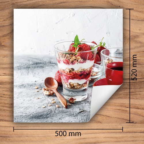 Mata ochronna na kuchenkę indukcyjną 50x52 cm - Mata antypoślizgowa na blat - Płyta ochronna zwijana - Dekoracja do kuchni - Więcej miejsca - Truskawki deserowe
