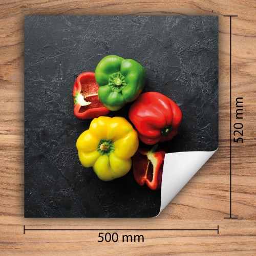 Mata ochronna na kuchenkę indukcyjną 50x52 cm - Mata antypoślizgowa na blat - Płyta ochronna zwijana - Dekoracja do kuchni - Więcej miejsca - Papryka Kolorowa
