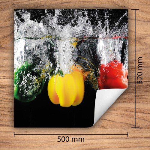 Mata ochronna na kuchenkę indukcyjną 50x52 cm - Mata antypoślizgowa na blat - Płyta ochronna zwijana - Dekoracja do kuchni - Więcej miejsca - Kolorowa papryka