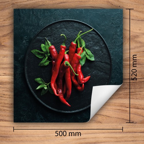 Mata ochronna na kuchenkę indukcyjną 50x52 cm - Mata antypoślizgowa na blat - Płyta ochronna zwijana - Dekoracja do kuchni - Więcej miejsca - Chili Czerwona