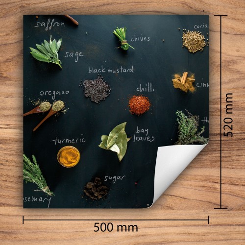 Mata ochronna na kuchenkę indukcyjną 50x52 cm - Mata antypoślizgowa na blat - Płyta ochronna zwijana - Dekoracja do kuchni - Więcej miejsca - Przyprawy Zioła