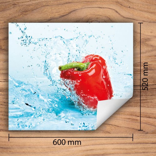 Mata ochronna na kuchenkę indukcyjną 60x52 cm - Mata antypoślizgowa na blat - Płyta ochronna zwijana - Dekoracja do kuchni - Więcej miejsca - Czerwona papryka