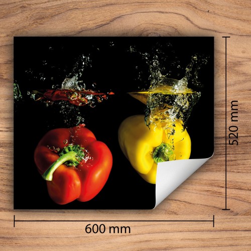 Mata ochronna na kuchenkę indukcyjną 60x52 cm - Mata antypoślizgowa na blat - Płyta ochronna zwijana - Dekoracja do kuchni - Więcej miejsca - Czarna papryka
