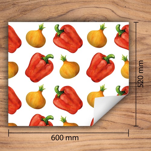 Mata ochronna na kuchenkę indukcyjną 60x52 cm - Mata antypoślizgowa na blat - Płyta ochronna zwijana - Dekoracja do kuchni - Więcej miejsca - Papryka czerwona