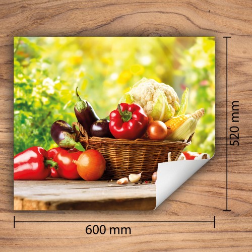 Mata ochronna na kuchenkę indukcyjną 60x52 cm - Mata antypoślizgowa na blat - Płyta ochronna zwijana - Dekoracja do kuchni - Więcej miejsca - Warzywa Kolorowa