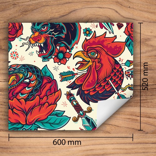 Mata ochronna na kuchenkę indukcyjną 60x52 cm - Mata antypoślizgowa na blat - Płyta ochronna zwijana - Dekoracja do kuchni - Więcej miejsca - Zwierzęta Czerwona