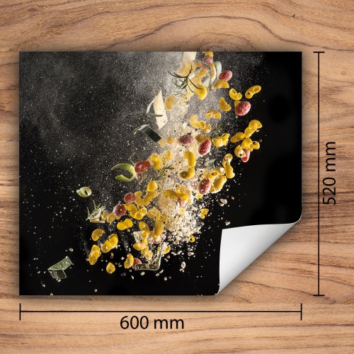 Mata ochronna na kuchenkę indukcyjną 60x52 cm - Mata antypoślizgowa na blat - Płyta ochronna zwijana - Dekoracja do kuchni - Więcej miejsca - Żywność czarna