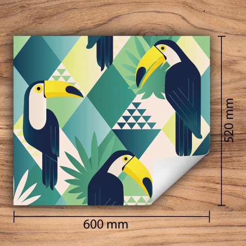 Mata ochronna na kuchenkę indukcyjną 60x52 cm - Mata antypoślizgowa na blat - Płyta ochronna zwijana - Dekoracja do kuchni - Więcej miejsca - Ptak tukan
