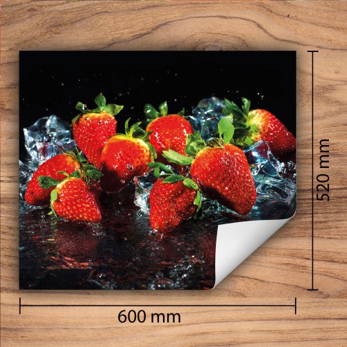 Mata ochronna na kuchenkę indukcyjną 60x52 cm - Mata antypoślizgowa na blat - Płyta ochronna zwijana - Dekoracja do kuchni - Więcej miejsca - Truskawki Owoce