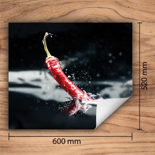 Mata ochronna na kuchenkę indukcyjną 60x52 cm - Mata antypoślizgowa na blat - Płyta ochronna zwijana - Dekoracja do kuchni - Więcej miejsca - Chilli Czarny