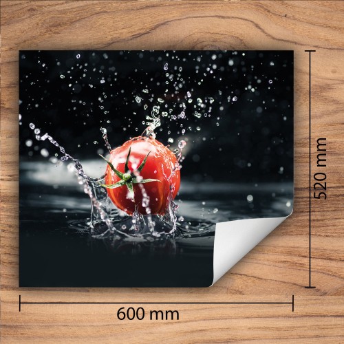 Mata ochronna na kuchenkę indukcyjną 60x52 cm - Mata antypoślizgowa na blat - Płyta ochronna zwijana - Dekoracja do kuchni - Więcej miejsca - Pomidor czarna