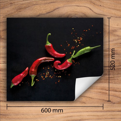 Mata ochronna na kuchenkę indukcyjną 60x52 cm - Mata antypoślizgowa na blat - Płyta ochronna zwijana - Dekoracja do kuchni - Więcej miejsca - Chilli Czarna