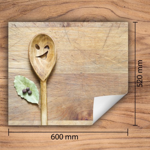 Mata ochronna na kuchenkę indukcyjną 60x52 cm - Mata antypoślizgowa na blat - Płyta ochronna zwijana - Dekoracja do kuchni - Więcej miejsca - Drewno łyżka