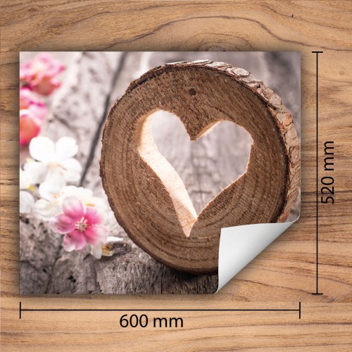 Mata ochronna na kuchenkę indukcyjną 60x52 cm - Mata antypoślizgowa na blat - Płyta ochronna zwijana - Dekoracja do kuchni - Więcej miejsca - Drewno serce